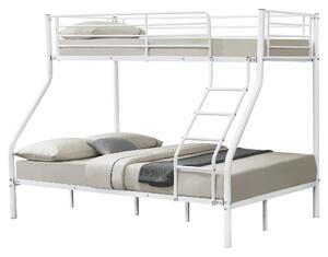 Emeletes ágy 3 személyes 200x140/90cm fém gyerekágy heverő létrával fehér
