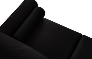 Fekete bársony sarokkanapé MICADONI LEONA 225 cm fekete talppal, bal