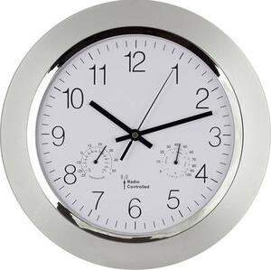 EUROTIME Analóg rádiójel vezérelt falióra, pára-/hőmérővel, O 34 cm (56004)