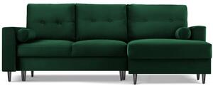 MICADONI LEONA 225 cm-es bársony sarok kanapéágy, fekete talppal, jobbra