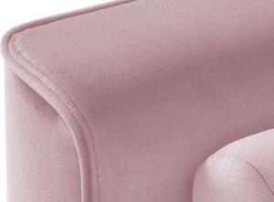 Levendula rózsaszínű bársony sarok kanapéágy MICADONI LEONA 225 cm, fekete talppal, jobbra