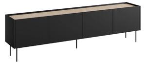 Desin fémlábas TV szekrény 220 cm - matt fekete / nagano tölgy