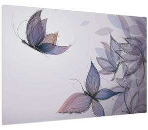 Kép - karikatúra, pillangók (90x60 cm)