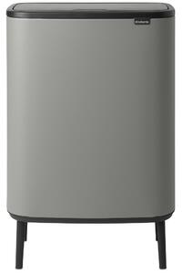 BRABANTIA Bo Touch Bin Hi hulladékgyűjtő Soft-Close fedéllel magasított lábakon álló műanyag tartály XXL 60L - M méret acél betonszürke ásványi textúra - 130281
