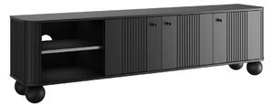 Vesper háromajtós TV szekrény 187 cm - fekete / fekete fogantyúk / gömb alakú lábak