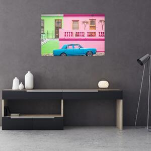 Autó képe - színes házak (90x60 cm)