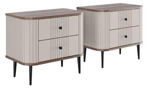 Vesper éjjeliszekrény szett 56 cm - kasmír / dió / fekete lábak