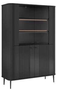 Vesper négyajtós vitrin 103 cm - fekete / fekete lábak