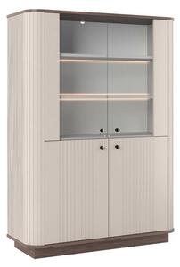 Vesper négyajtós vitrin 103 cm - kasmír / dió / fekete fogantyúk