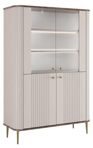 Vesper négyajtós vitrin 103 cm - kasmír / dió / arany lábak