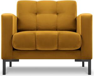 MICADONI Mamaia sárga bársony fotel fekete talppal