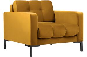 MICADONI Mamaia sárga bársony fotel fekete talppal