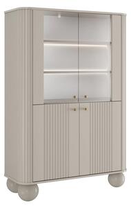 Vesper négyajtós vitrin 103 cm - kasmír / arany fogantyúk / gömb alakú lábak