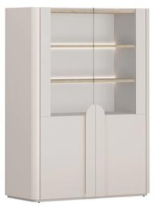 Amilio kétajtós vitrin 100 cm - kasmír / olajozott tölgy / kasmír fogantyúk