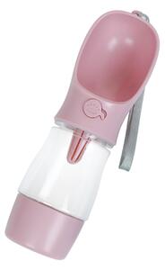 Hordozható kutya itató palack, kulacs jutalomfalat tartóval rózsaszín (JA2305-109)