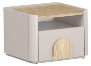 Amilio fiókos éjjeliszekrény 50 cm - kasmír / olajozott tölgy / világos tölgy fogantyúk