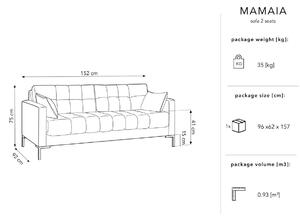 MICADONI Mamaia krémbársony kétüléses kanapé 152 cm, fekete talppal