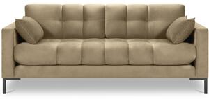 Bézs bársony kétüléses kanapé MICADONI Mamaia 152 cm fekete talppal