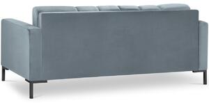 Világoskék bársony kétüléses kanapé MICADONI Mamaia 152 cm fekete talppal