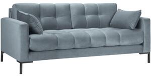 Világoskék bársony kétüléses kanapé MICADONI Mamaia 152 cm fekete talppal