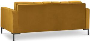 Sárga bársony kétüléses kanapé MICADONI Mamaia 152 cm fekete talppal