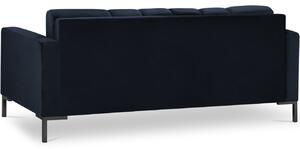 MICADONI Mamaia 152 cm-es sötétkék bársony kétüléses kanapé, fekete alappal