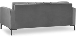 Szürke bársony kétüléses kanapé MICADONI Mamaia 152 cm fekete talppal
