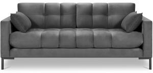 Szürke bársony kétüléses kanapé MICADONI Mamaia 152 cm fekete talppal