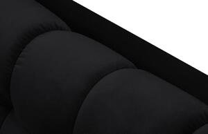 Fekete bársony kétüléses kanapé MICADONI Mamaia 152 cm fekete talppal