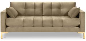 MICADONI Mamaia bézs bársony háromüléses kanapé 177 cm arany alappal
