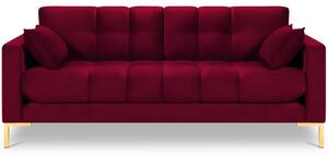 MICADONI Mamaia Wine Red Velvet 3 személyes kanapé 177 cm arany alappal