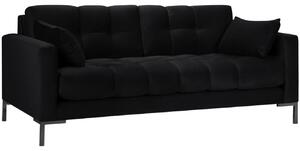 Fekete bársony kétüléses kanapé MICADONI Mamaia 152 cm fekete talppal