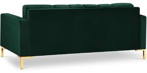 MICADONI Mamaia 177 cm-es sötétzöld bársony háromszemélyes kanapé arany alappal