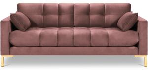 MICADONI Mamaia rózsaszín bársony háromszemélyes kanapé 177 cm, arany alappal