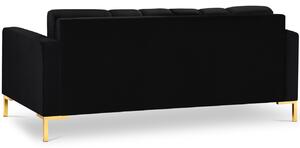 Fekete bársony háromszemélyes kanapé MICADONI Mamaia177 cm, arany alappal