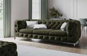 Zöld bársony háromszemélyes kanapé MICADONI Violane 247 cm