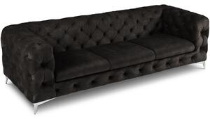 Sötétszürke bársony háromszemélyes kanapé MICADONI Violane 247 cm