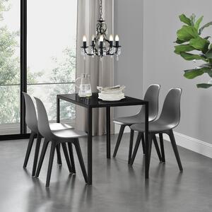 Étkezőgarnitúra étkezőasztal 105cm x 60cm x 75cm székekkel étkező szett konyhai asztal 4 műanyag székkel 83x54x48 cm fekete - szürke