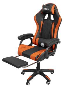 Gamer szék, forgószék lábtartóval fekete-narancssárga (919)