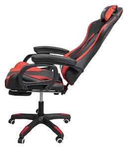Gamer szék, forgószék lábtartóval fekete-piros (919)