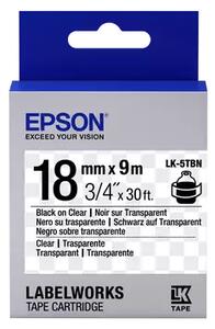 Epson LK-5TBN szalag 18mm / 9m - Áttetsző alapon fekete