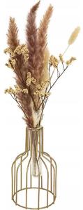 Arreglo De Flores Secas Otoño Oro Metal Rosa H40cm