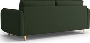 Sötétzöld szövet háromszemélyes kanapéágy MICADONI SCALETA 219 cm arany alappal