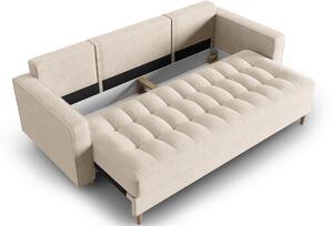 Bézs bársony MICADONI Gobi háromszemélyes kanapéágy 225 cm