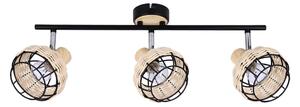 Fekete-krémszínű mennyezeti lámpa fém-rattan búrával ø 12 cm Tajga – Candellux Lighting