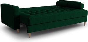 Zöld bársony MICADONI Gobi háromszemélyes kanapéágy 225 cm