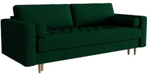 Zöld bársony MICADONI Gobi háromszemélyes kanapéágy 225 cm