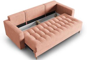 Rózsaszín bársony MICADONI Gobi háromszemélyes kanapéágy 225 cm