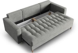 Szürke bársony háromszemélyes kanapéágy MICADONI Gobi 225 cm