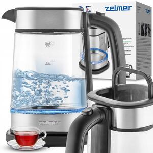 Zelmer Square ZCK8021 2200W 2L üveg/inox vízforraló